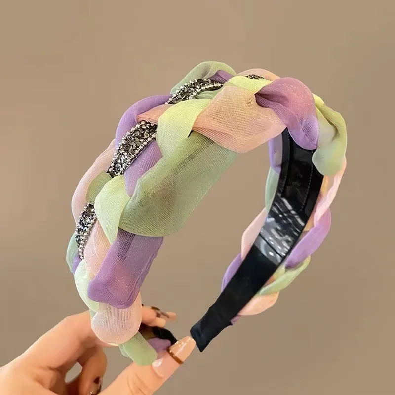 Pérola trançada bandana elegante cor design antiderrapante para mulheres meninas diariamente ao ar livre casa acessórios de cabelo headwear