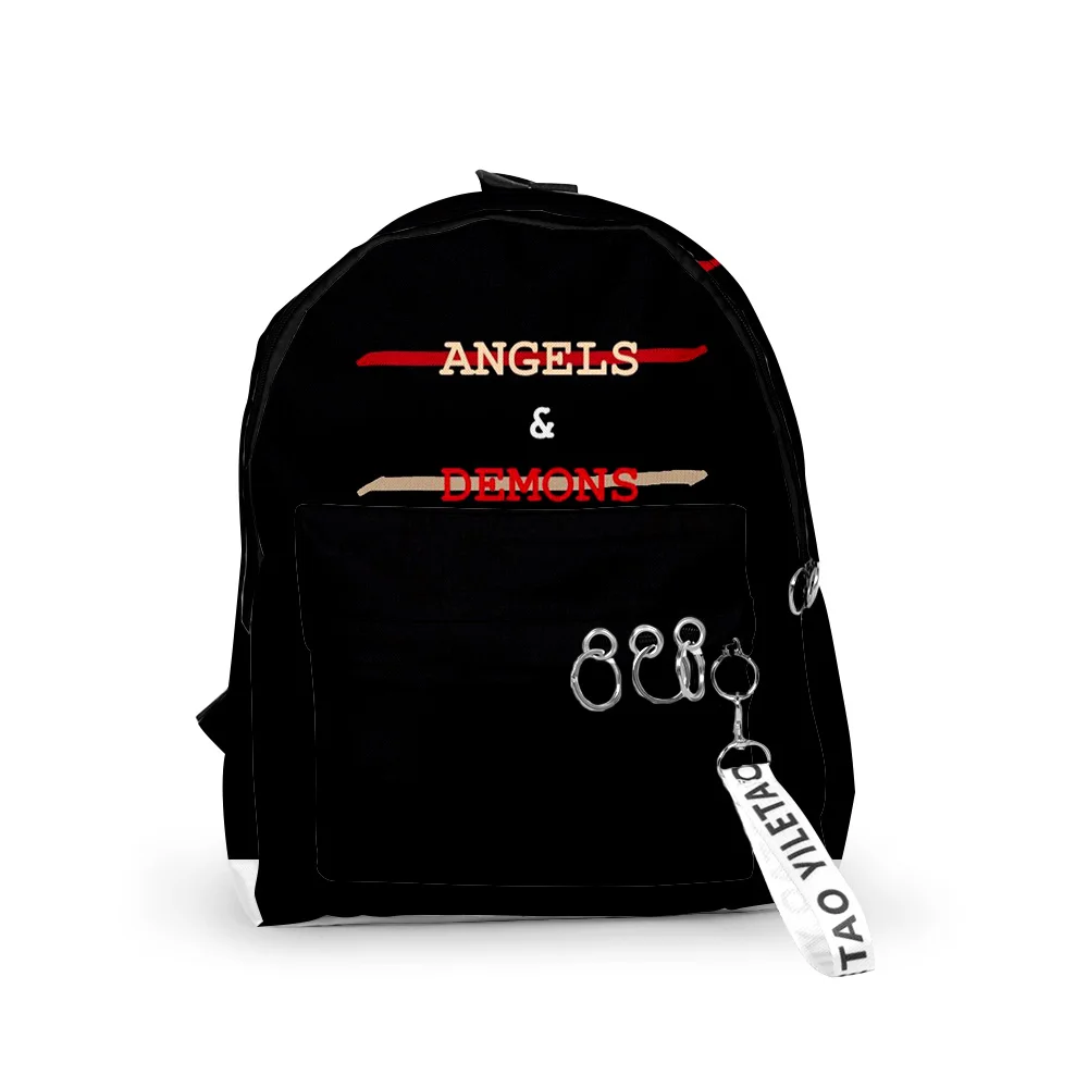 

Cartoon JADEN HOSSLER Angel and Demon Backpacks School Bags 3D Print Keychains Oxford Waterproof Cute Small Backpacks