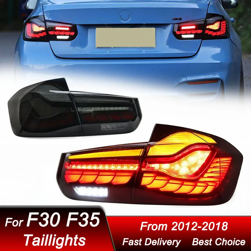 Lampu belakang mobil BMW, cahaya ekor LED penuh untuk BMW 3 seri F30 F35 320 328 2012-2018 Baru, lampu sinyal belok dinamis