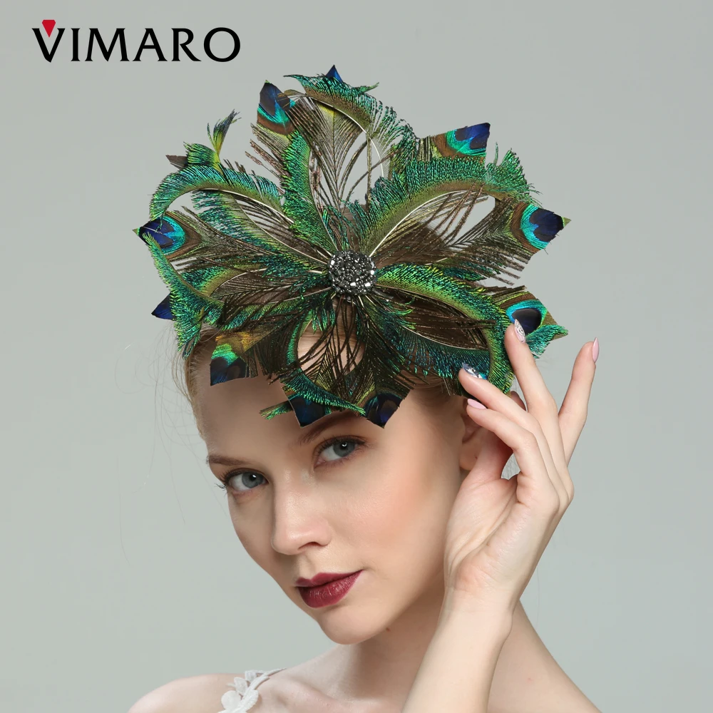 VIMARO Peacock Fascinator Hat Peacock Fascinators dla kobiet spotkanie przy herbacie Kentucky Derby kapelusze dla kobiet (na klipie)