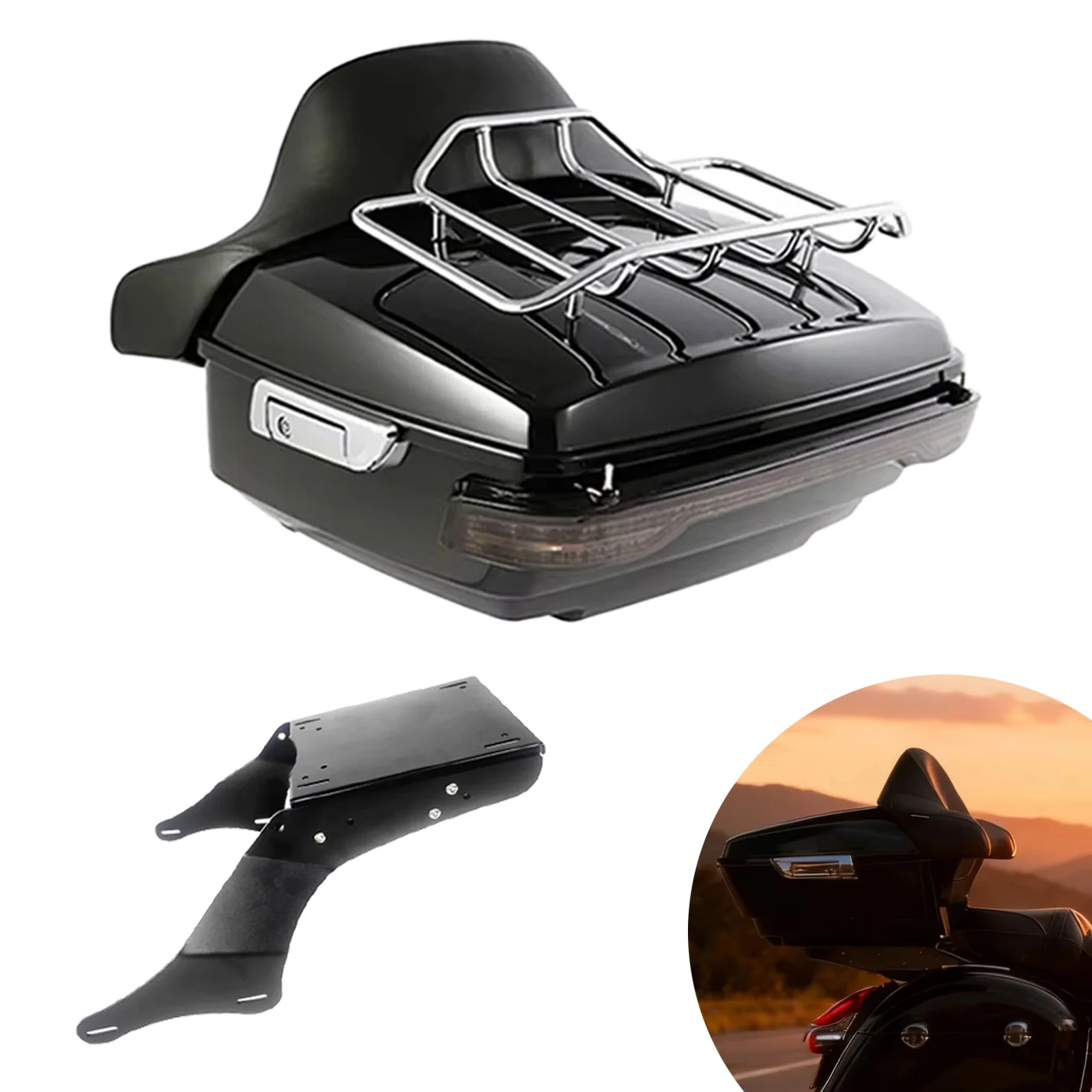 

For Kawasaki Vulcan 1700 Vaquero Vn1700 Vaquero 10-25 Top Case Tail Bag King Tour Pak Pack Trunk & Turn Signal Led Luggage Rack
