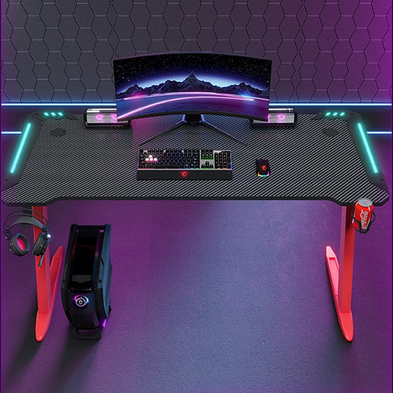 # RGB LED Light E-Sports Gaming Desk Modern Home Office Bedroom Computer Table Extendable Study Desk High Quality Factory Direc