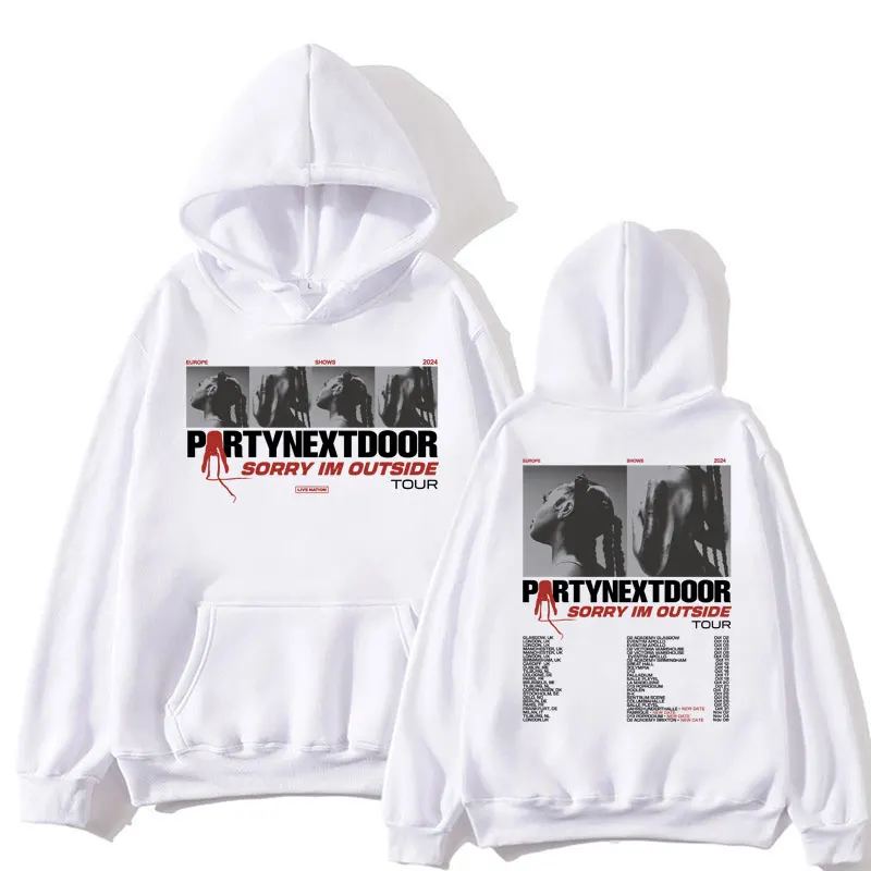 Rapper Partynextdoor Sorry Im Outside Tour Hoodies Men's Vintage Hip Hop Oversized Pullover Fleece Casual Sportwear Streetwear