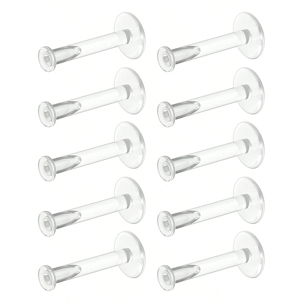 10pcs 16g Clear Earrings, Bioflex Labret Clear Piercing Retainers Plastic Clear Piercings Stud Earrings  Cartilage Helix Tragus