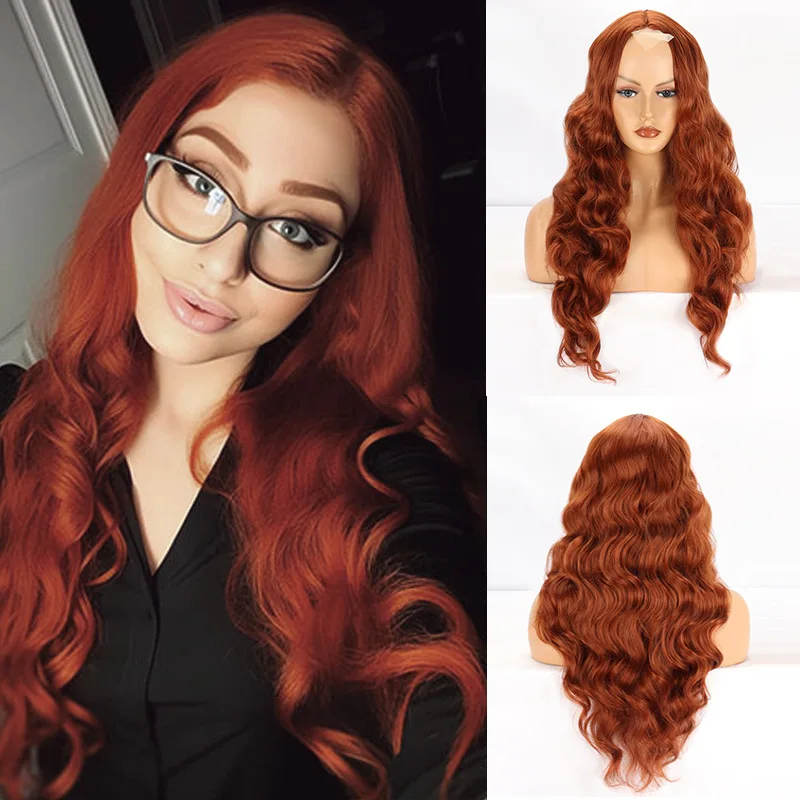 european-and-american-women's-orange-colored-small-lace-large-wave-long-curly-synthetic-hair-wigs
