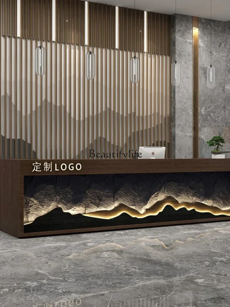 1lModern Chinese Style Homestay Hotel Reception Table Reception Club Pavilion of Regimen Cashier Desk Customization