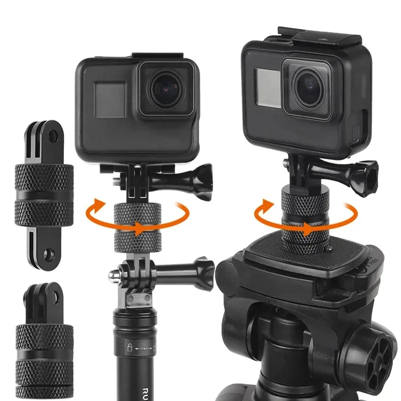 360 Degree Rotary Mount For Gopro Hero 12 9 7  Xiaomi Yi Tripod Connector Adapter For Go Pro 5 8 Eken Dji Osmo Sjcam Accessories