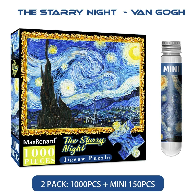 

PUZZLE GIFY SET-Van Gogh Starry Night Jigsaw Puzzle 1000pcs and 150pcs for Adults Pieces Fit Together Perfectly