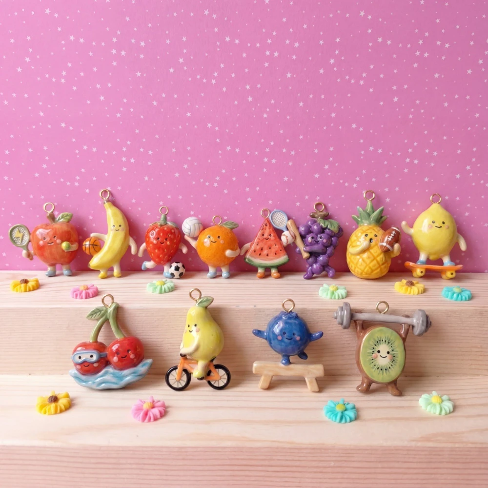 Neue Niedliche Frische Frucht-Serie Traube Orange Blaubeere DIY Anhänger Charms Schmuckherstellung – Detail 3