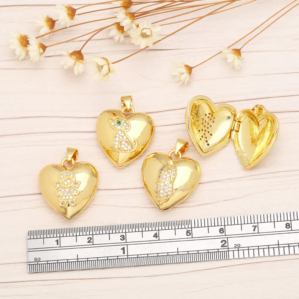 OCESRIO مريم العذراء القلب قلادة قلادة لتقوم بها بنفسك صنع النحاس الذهب مطلي الكلب الطفل قلادة مستلزمات صناعة المجوهرات pdta858