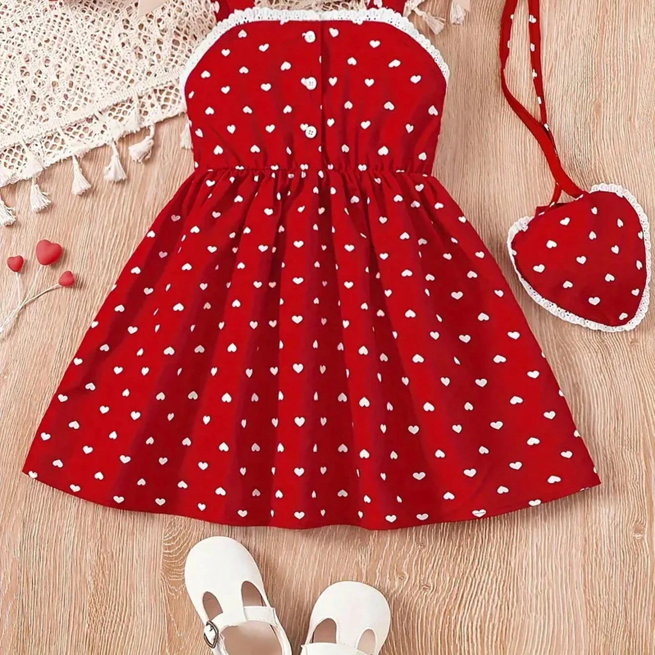 2026 Damen Sommer Mode Atmungsaktives Ärmelloses Kleid mit Quadratischem Ausschnitt, Locker und Bequem, Lässiges Herzmuster – Detail 7