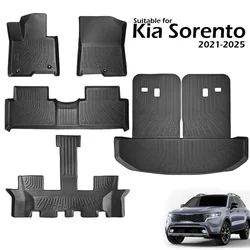 All Weather Floor Mats Cargo Liner for 2021 - 2025 2026 Kia Sorento Hybrid TPE Car Trunk Mat with Backrest Pad PHEV & HEV