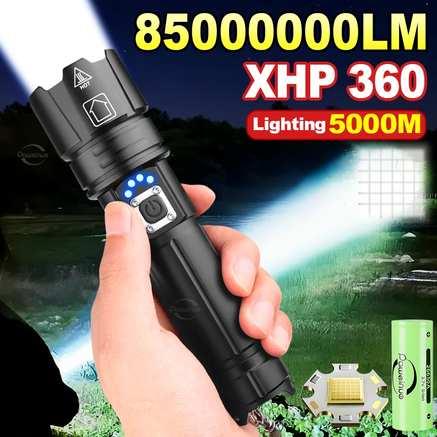 

2026 НОВЫЙ ультра яркий светодиодный фонарик 85000000LM сильный свет тактический фонарь перезаряжаемая портативная лампа уличный кемпинг рыбалка,фонарь аккумуляторный,фонарик мощный,фонарик аккумуляторный мощный ﻿