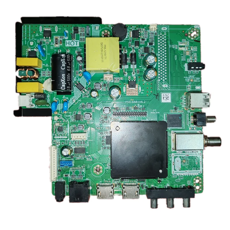P50-6681V6.2  Android WiFi three in one TV motherboard with 1G+8G memory, physical photo, tested well, for 36-41V 600ma