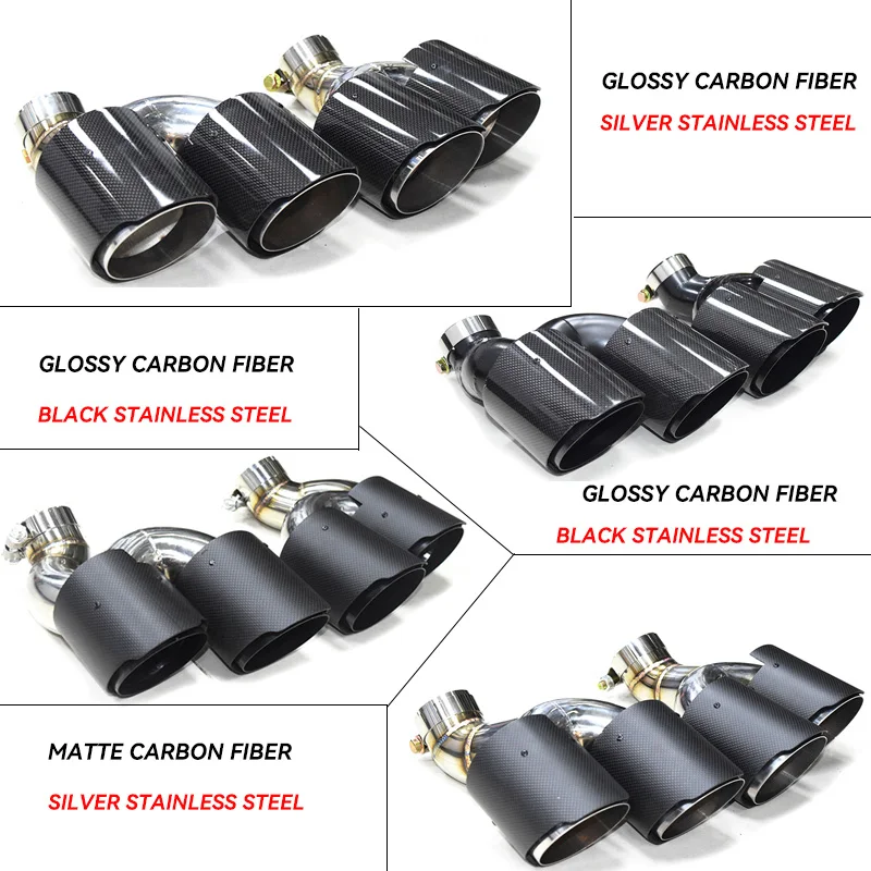 Quad Carbon Fiber Car Exhaust Tip For Audi A6 A7 C8 2020+ Muffler Tip Exhaust System Nozzle Tailpipe Tips