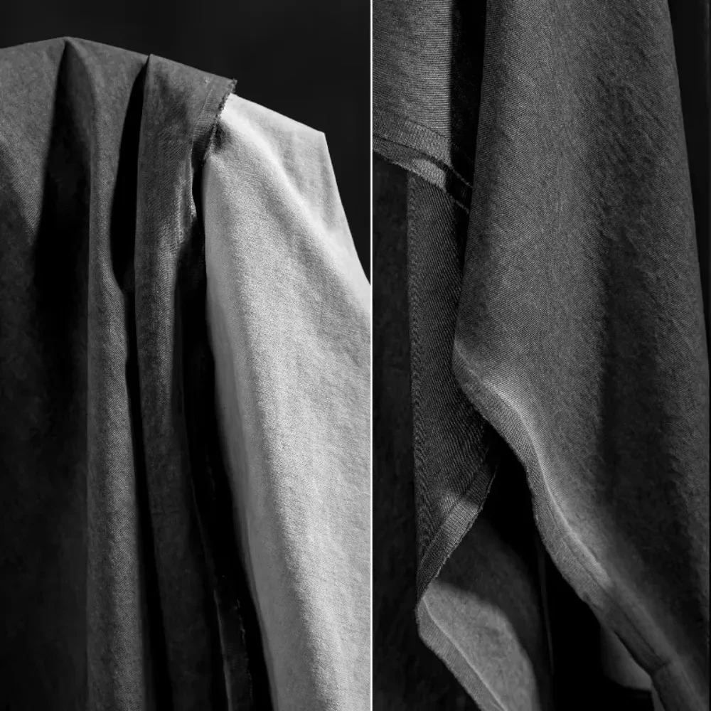 

Плотная черно-серая оксфордская ткань с эффектом потертости для пошива пальто, сумок, курток, одежды, дизайнерских изделий, DIY, продается на метры