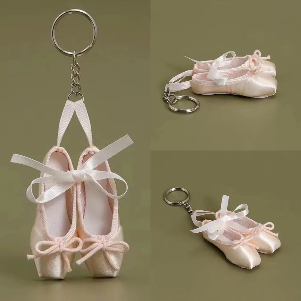 Cute Funny Pink Ballet Shoes Key Chain 7.5x5cm Girl Versatile Backpack Accessories Bag Keychain Pendants Birthday Gift Decor