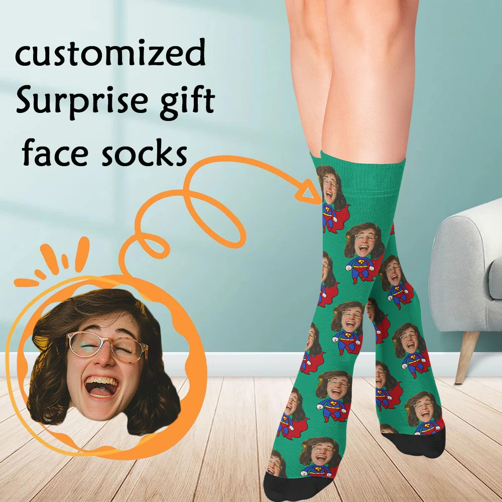 Private custom cartoon socks with face fashion custom photo personalized gift unisex funny socks for girlfriend and family