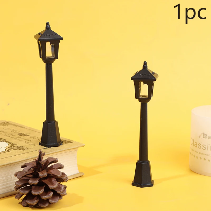 Miniature LED Street Lamp Post Lights Christmas Park Bench Micro Landscape Fairy Garden Ornament Dollhouse Decor