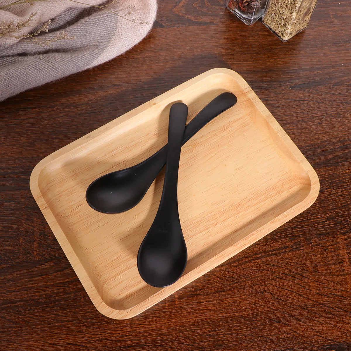 

6pcs Melamine Soup Spoon Black Matte Eco-Friendly Tableware For Restaurants Home Commercial Use Dishwasher Safe Spoon