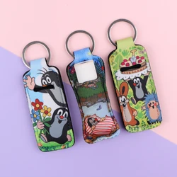 Cute Mole Creative Clip On Lipstick Holder Keychain Portable Lipstick Cases Cover Balm Holders Keyring Gift