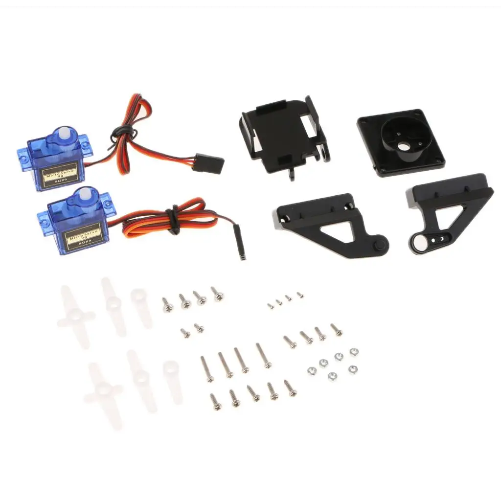 2 buah Motor Servo + kit braket FPV untuk mainan pesawat helikopter Robot