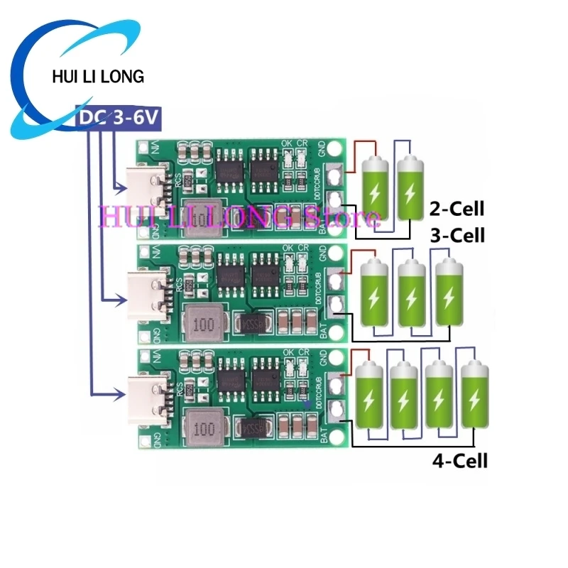 Multi-Cell 2S 3S 4S Type-C To 8.4V 12.6V 16.8V Step-Up Boost LiPo Polymer Li-Ion Charger 7.4V 11.1V 14.8V 18650 Lithium Battery