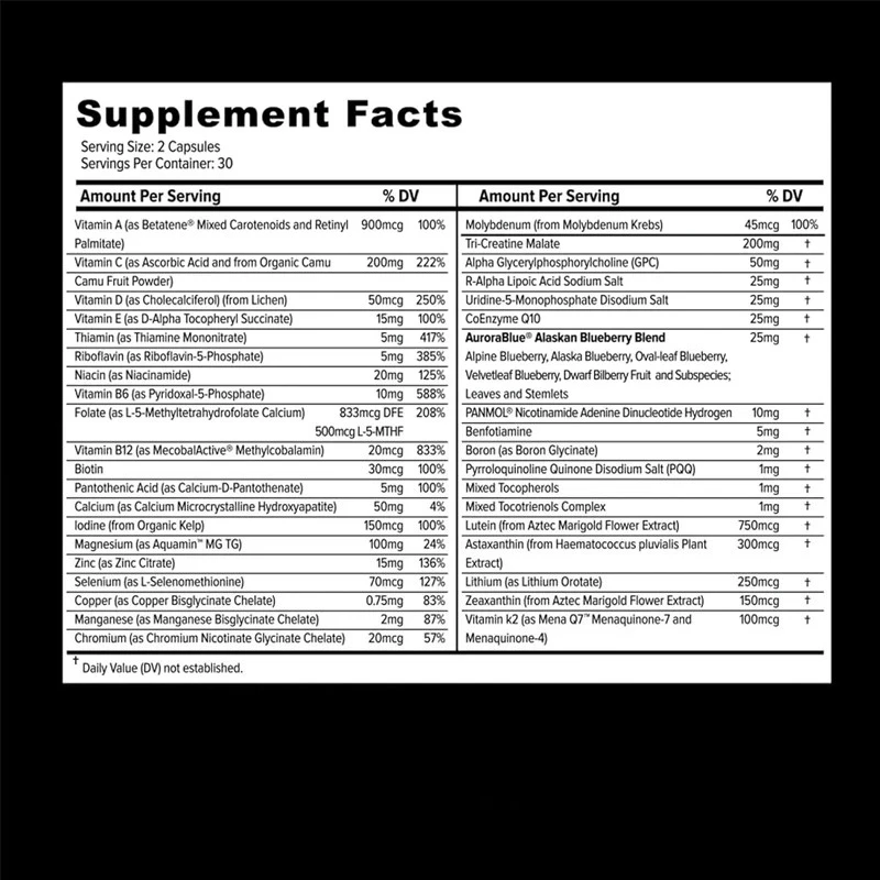 Whole food daily essential complex vitamins, suitable for adults - vitamins A, C, D, E, B12- natural and overall support