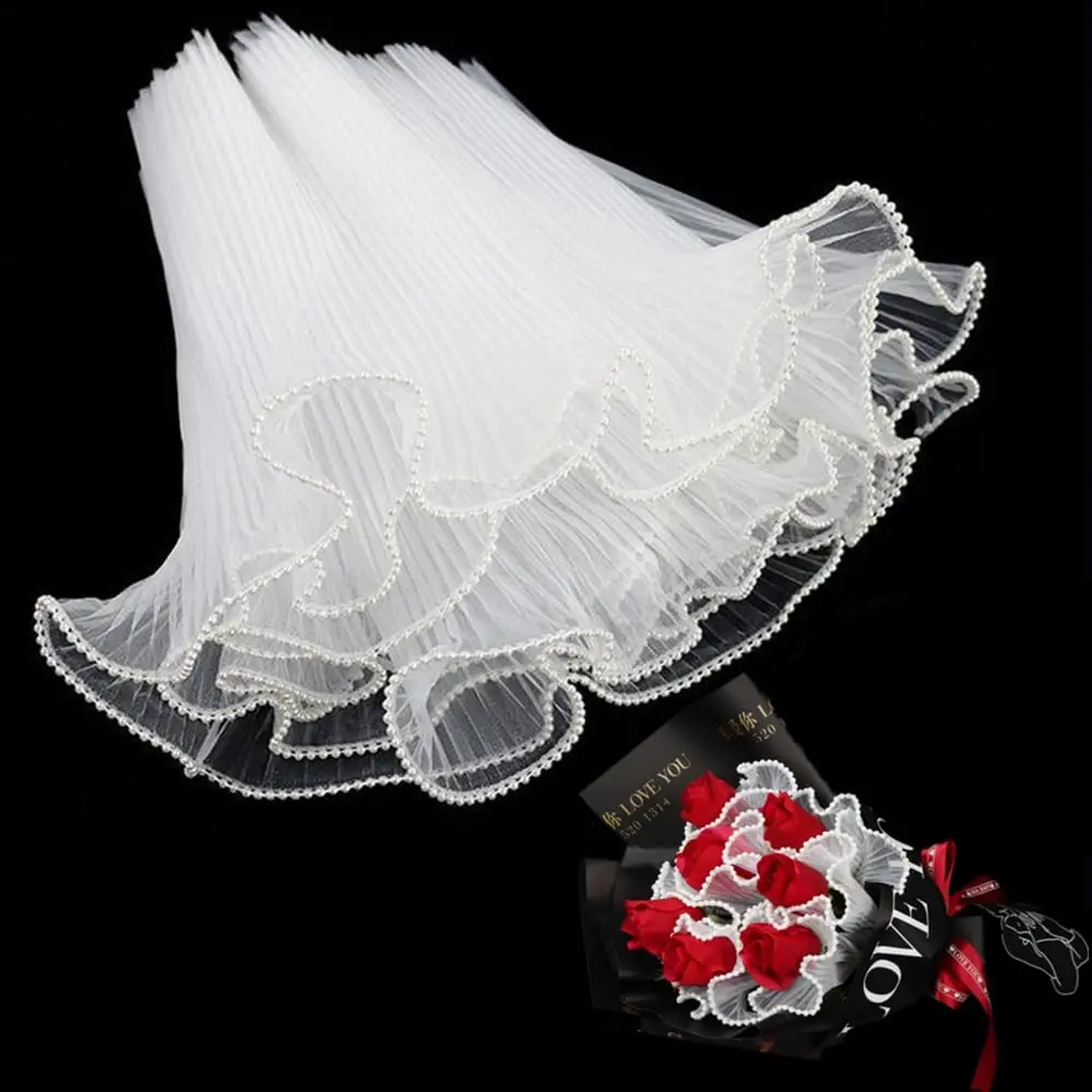 1 Pack Flower Wrapping Paper Flower Shop Bouquet Supplies White Pearl Wave Yarn Flower Wrapping Paper Wedding Birthday Supplies