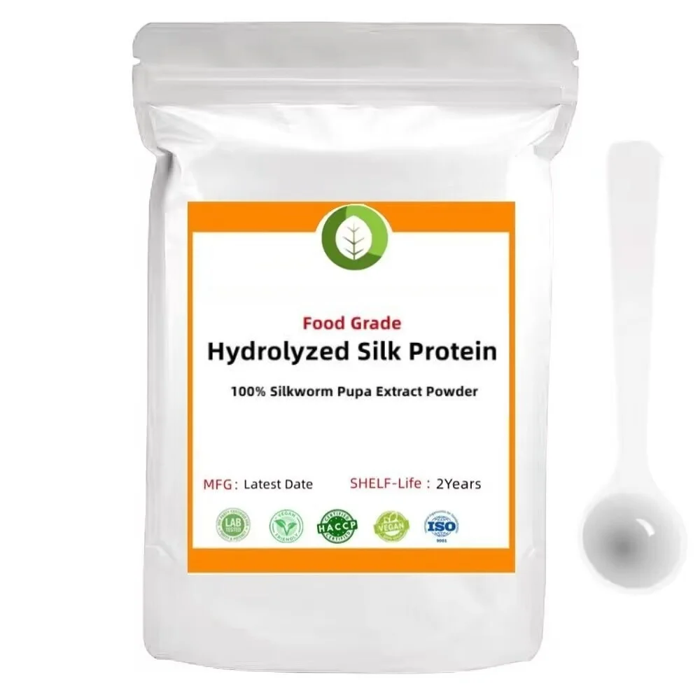 Cosmetic Grade Hydrolyzed Silk Protein Peptide Powder, Skin Whitening, Anti Aging, Anti Wrinkle, Silkworm Pe, Free Shipping