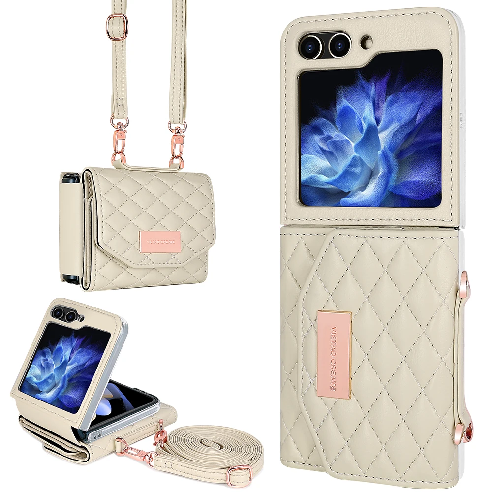 

Lanyard Holster Card Case For Samsung Galaxy Z Flip 6 5 4 3 5G Case Handheld Wristlet Wallet Purse Cover For Z Flip6 Flip5