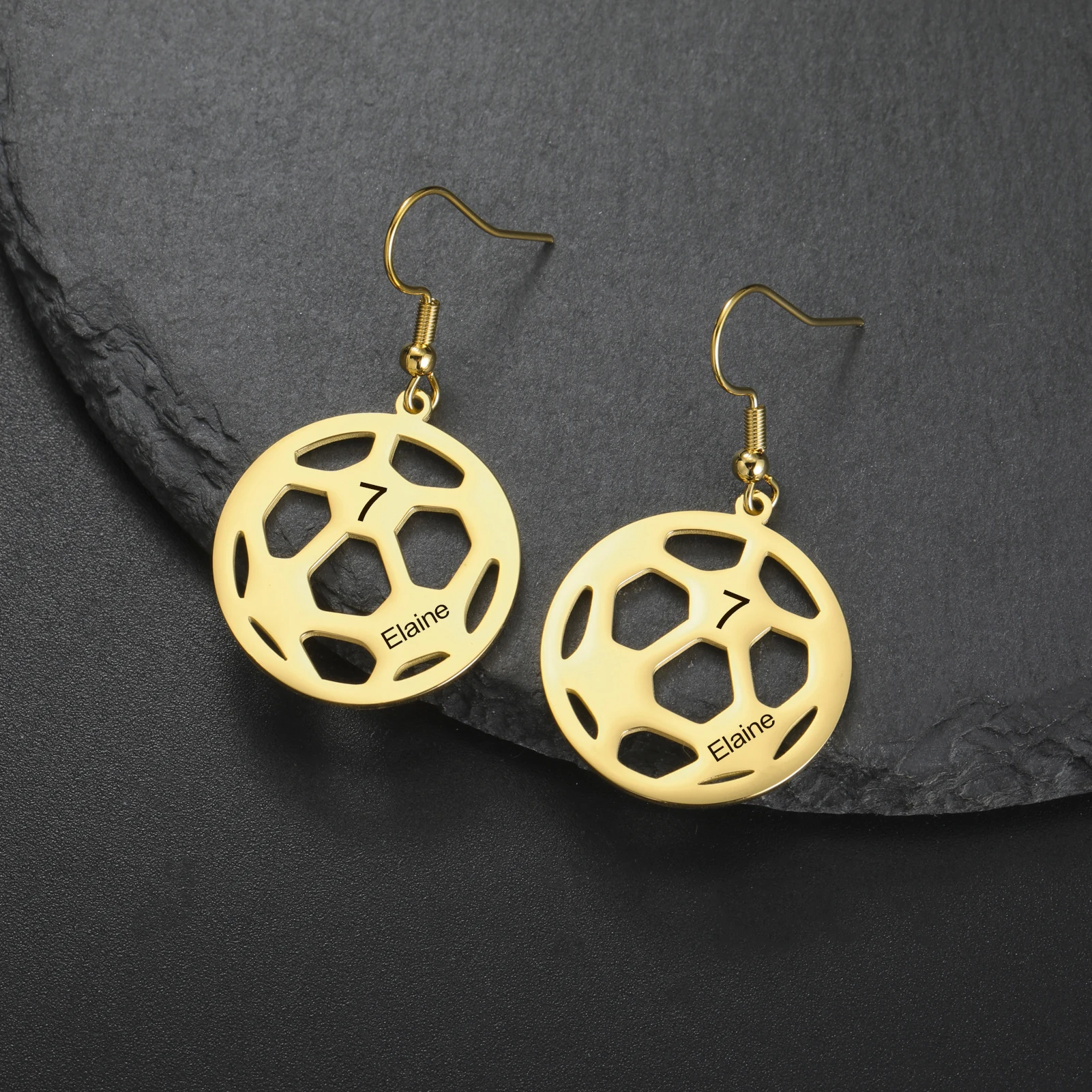 

Custom Football Element Earrings Personalized Name Number Design Showcasing The Fashion Taste Sport Enthusiasts Gift Women Girls