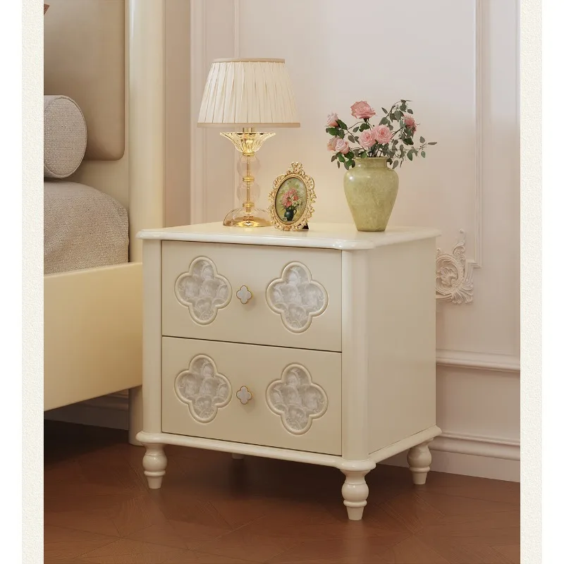 French cream wind bedside table, especially good-looking high-end sense, exquisite storage bedside table, solid wood 2026 new mo