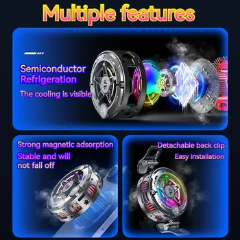 Univerzální přenosný magnetický polovodičový chladič telefonu K20 s digitálním displejem, RGB světly a výkonným chladicím ventilátorem pro hraní her. 10 nejlepší prodej mobilní chladič - №1