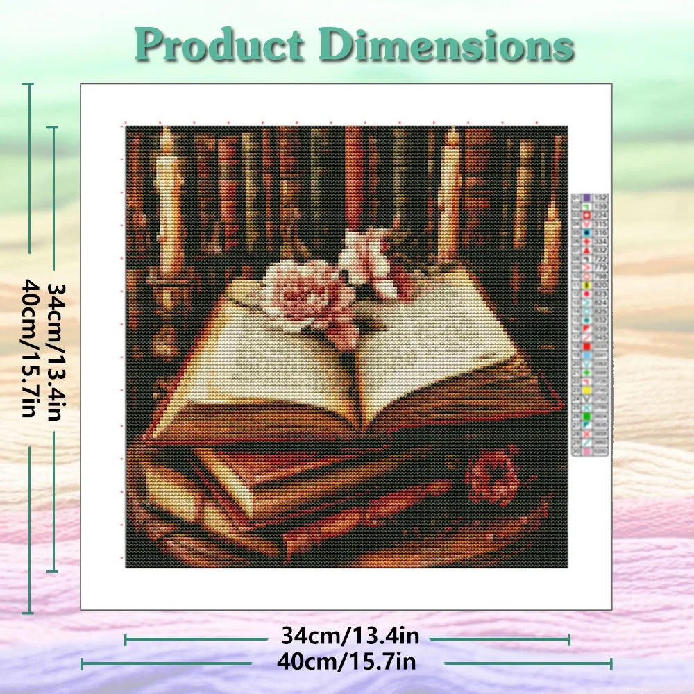 Flower Cross Stitch Kit DIY Pink Peony Book Set Handmade Embroidered Living Room Foyer Decoration Painting