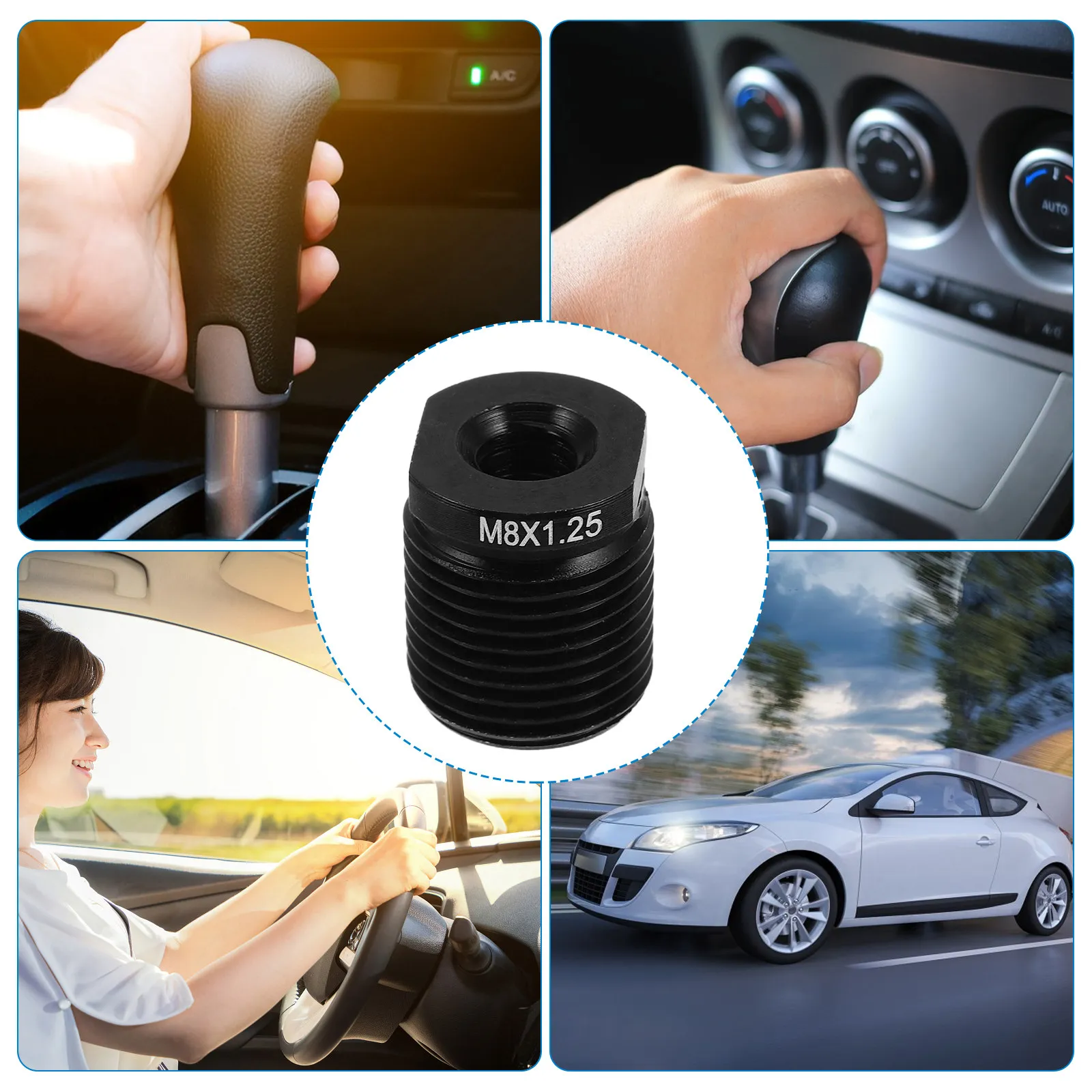 Universal Gear Shifter Adapter Black M8 Compatible with Non Threaded Manual Shift Knob Connector Boot Retainer Car Interior