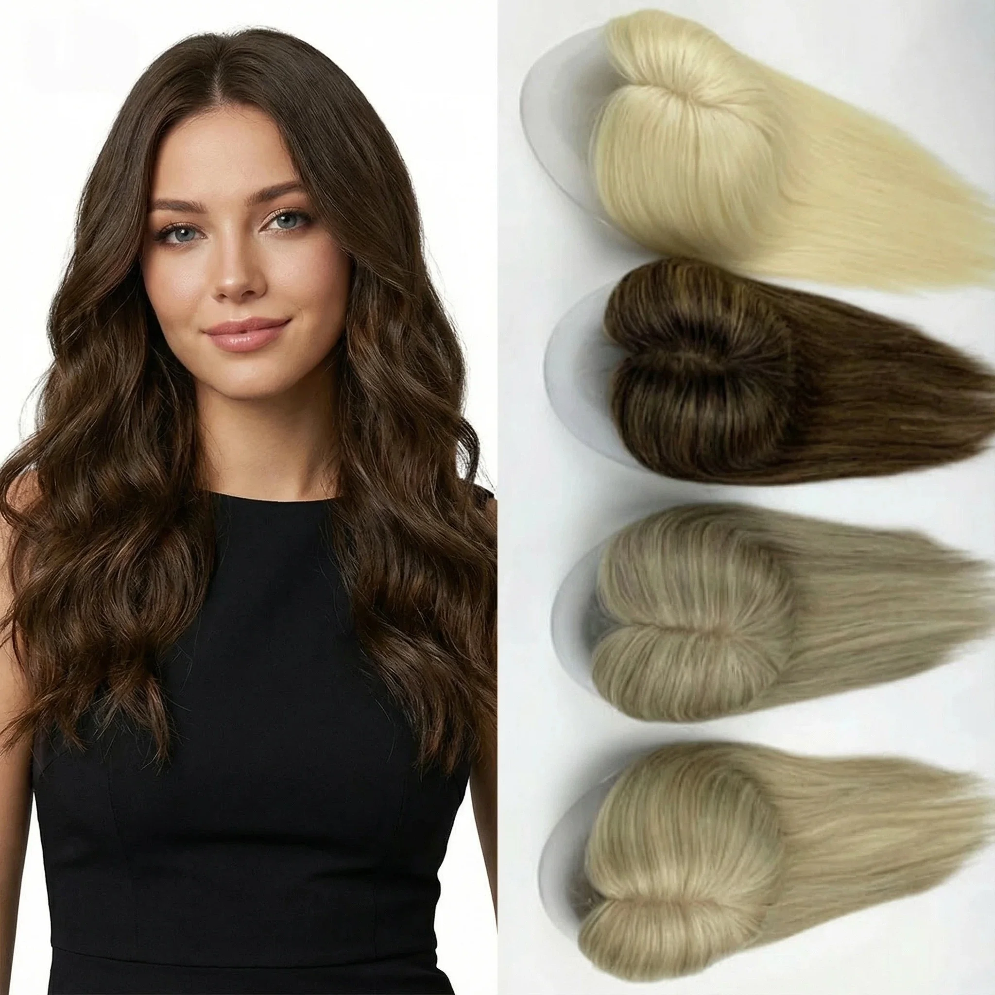 

High-Density Virgin Hair Topper | Mono Base | No Shedding | Realistic Parting | Colors & Sizes Available | Wig