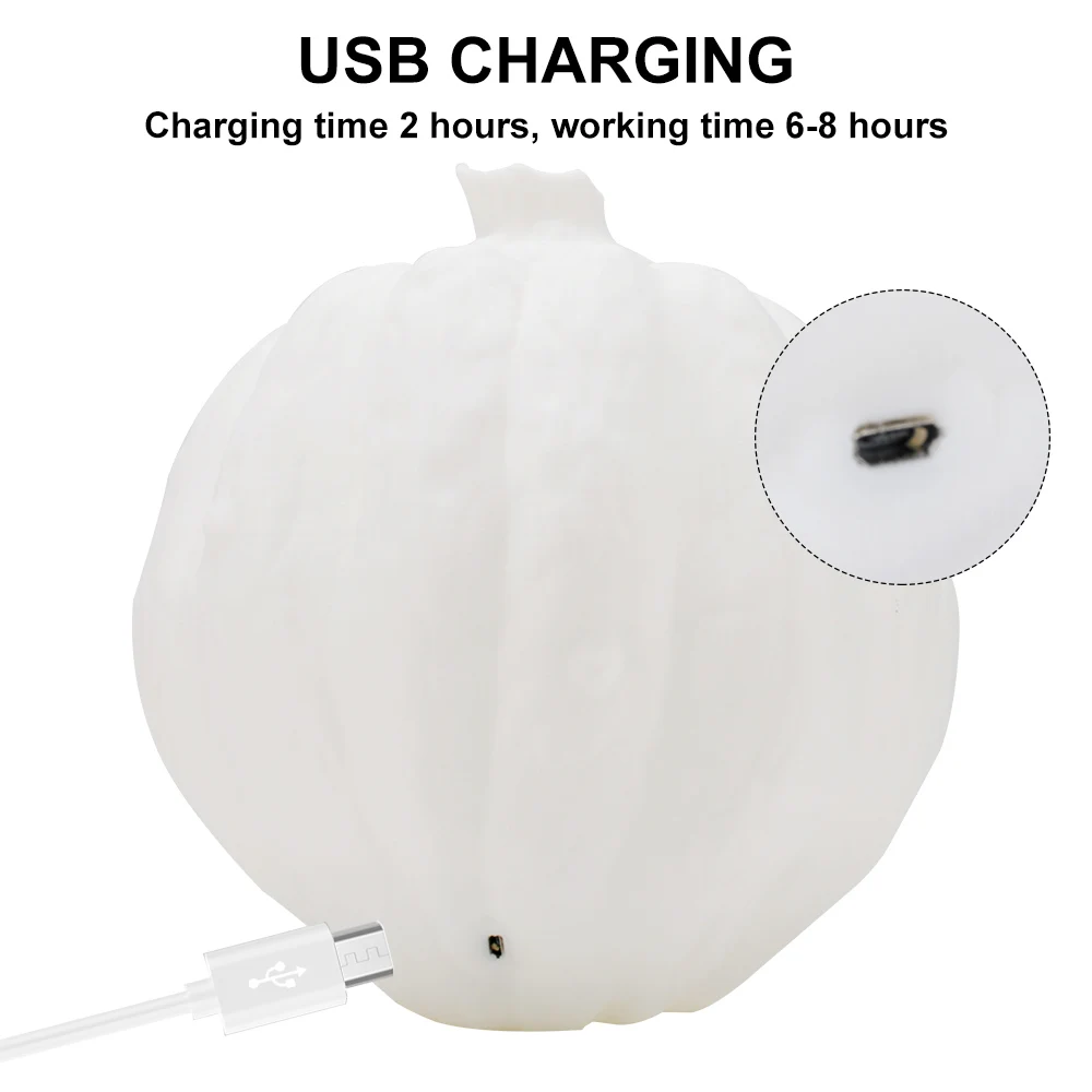 Boruit โคมไฟฟักทองฮาโลวีน16สี20ซม., โคมไฟฟักทองปีศาจฮาโลวีนโคมไฟตั้งโต๊ะห้องนอนบ้านห้องนั่งเล่นตกแต่งงานปาร์ตี้