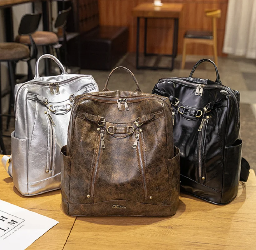 

New Fashion Classical High Quality Travel Backpacks Women's Vintage Double Zipper Shoulder Bags School Bag Large Capacity Totes