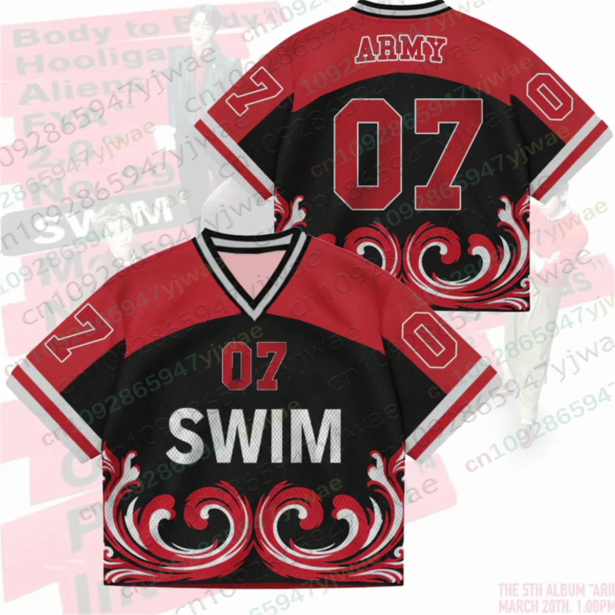 חולצת טי יוניסקס SWIM דגם 2026 אופנת רחוב אופנתית, צווארון V, גזרה רחבה, שרוולים קצרים, מתנה לקיץ, לגברים ולנשים