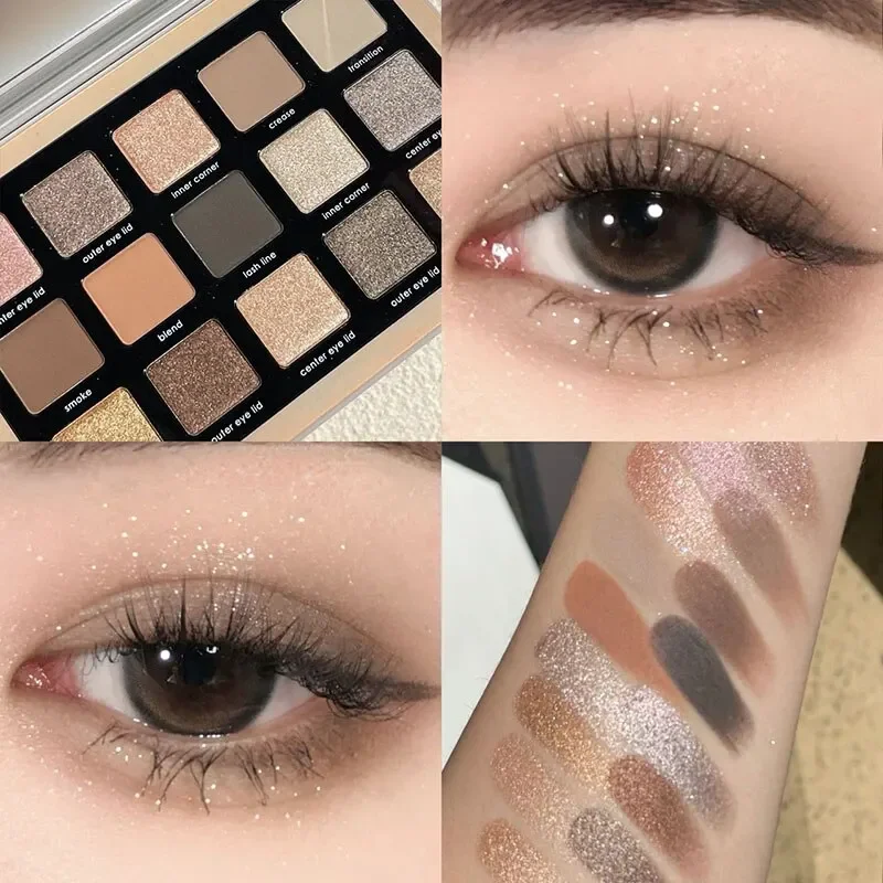 TINGPHE Vintage 15-Color Bronzing Pan Cold Tone Cement Gray Eyeshadow Pan Student Affordable Earth Color Glitter Rose Makeup