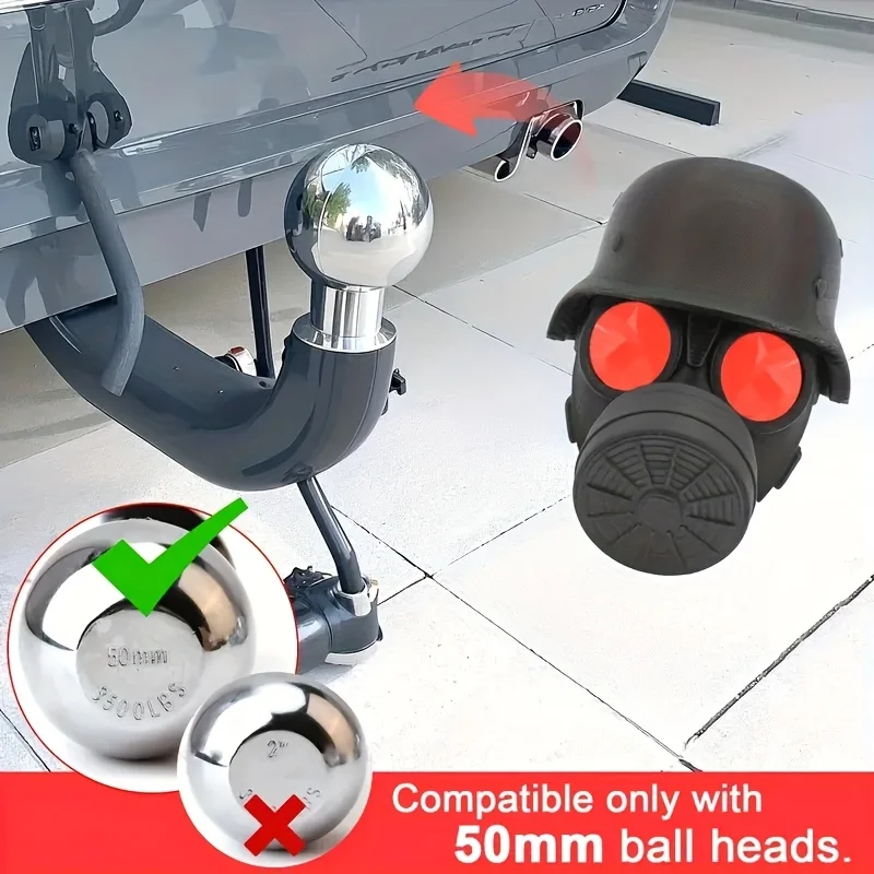 Capa de engate para reboque com capacete de aço durável e máscara de gás, design 3D, tampa protetora para bola de engate, evita ferrugem no tubo receptor, resistente, acessório decorativo para caminhões, carros, SUVs e