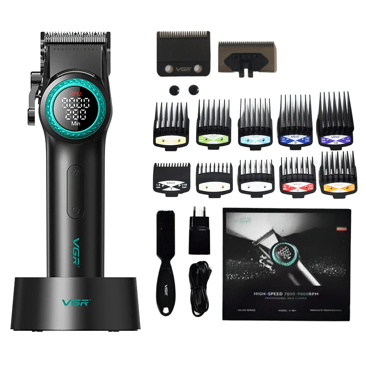 VGR Haarknipmachine Professioneel Trimmer 9000 RPM Haartrimmer Bldc-motor Barbier Snoerloos Tondeuse Trimmer voor mannen V-001