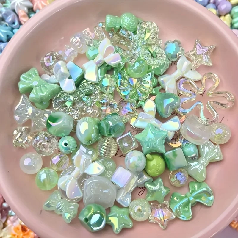 50 جرام من خرز الأكريليك المختلط قزحي الألوان - سحر النجمة والفيونكة المزخرفة لصنع المجوهرات بنفسك والأساور والقلائد وإكسسوارات الشعر #5