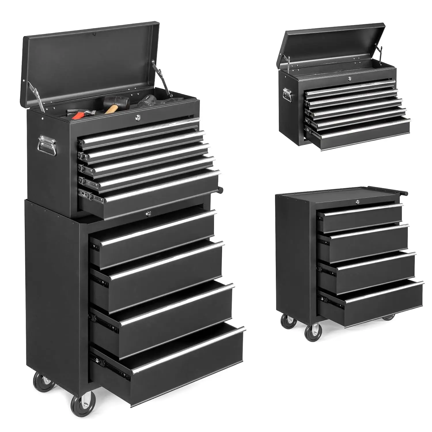 9-Drawer Rolling Metal Tool Chest with Wheels & Lock, Removable Top Box for Workshop Garage Warehouse & Home, Customized