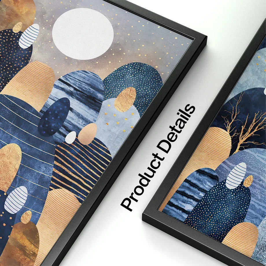 الذهبي الشمس القمر هيل البحر مجردة جدار الفن جدارية قماش اللوحة - غرفة المعيشة الملصقات والمطبوعات الزخرفية #4