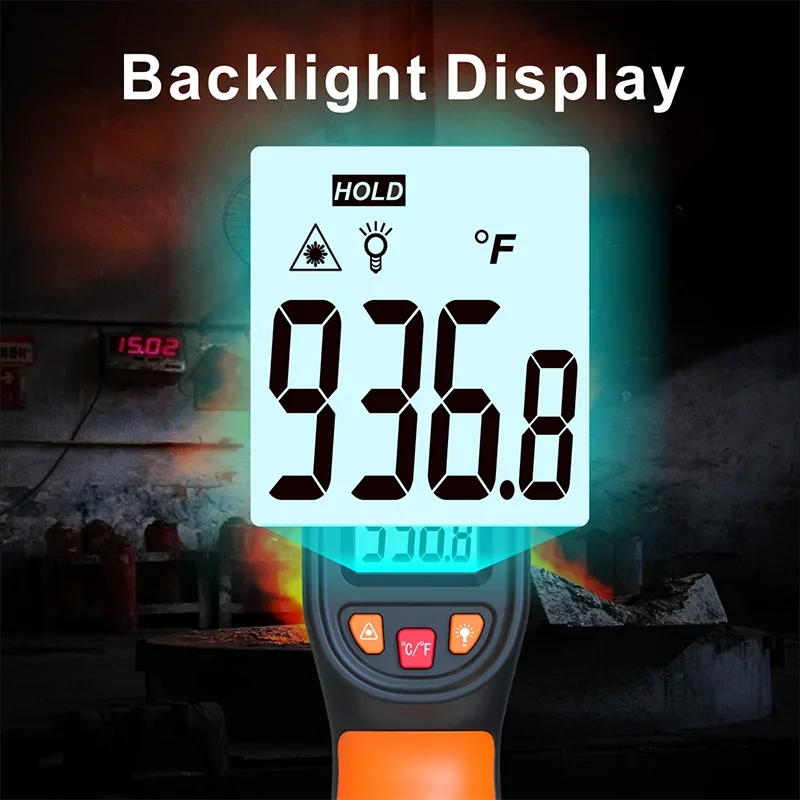 -50~600°C Digital Infrared Thermometer Laser Temperature Meter Non-contact Pyrometer Imager Hygrometer IR Sensor Termometro