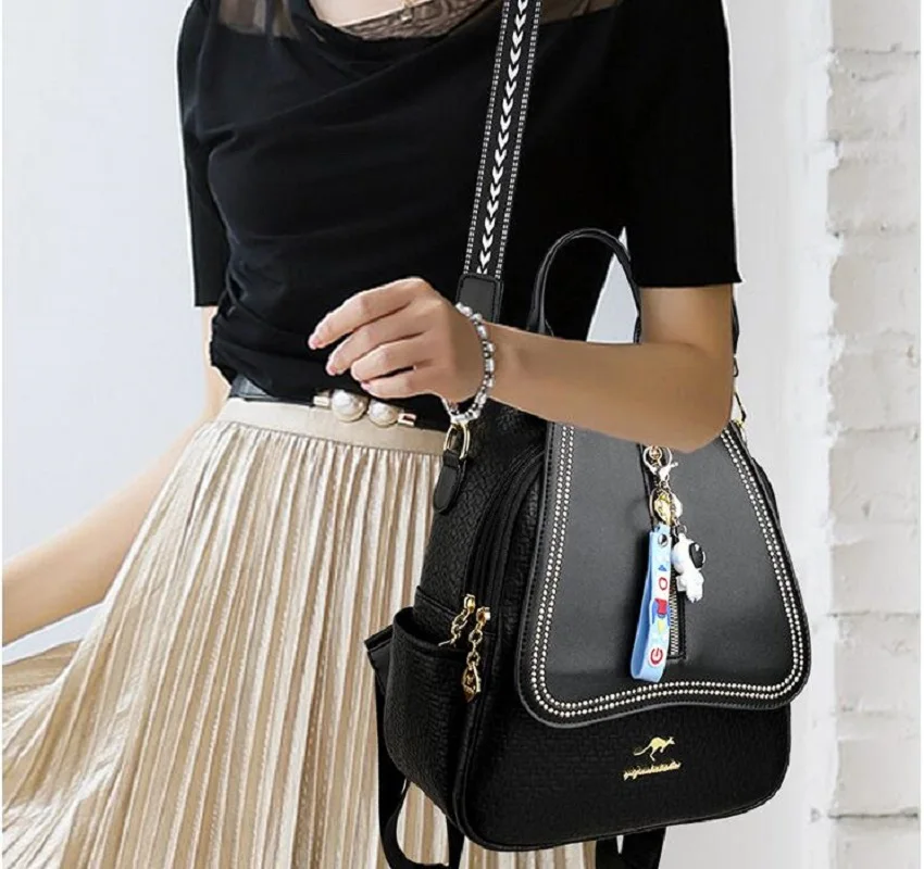 2025 New Women's Fashion Designer High Quality Leather Backpacks Large Capacity Casual Travel Shoulder Bags Totes Messenger Bag