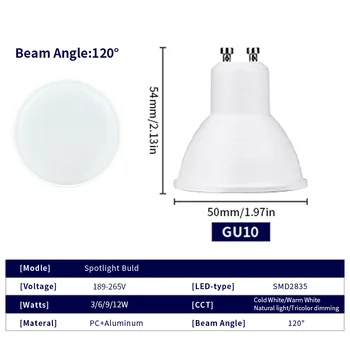 50個GU10 LED燈泡 220V 射燈燈泡 LED燈裝飾燈 節能燈 適用於家庭辦公室 10 最佳銷售 GU10 220V LED燈 - №1