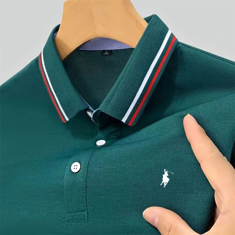 Polo de manga corta para hombre, camisa de marca con bordado auténtico, versátil, ligera, de lujo, superventas, verano, 2024